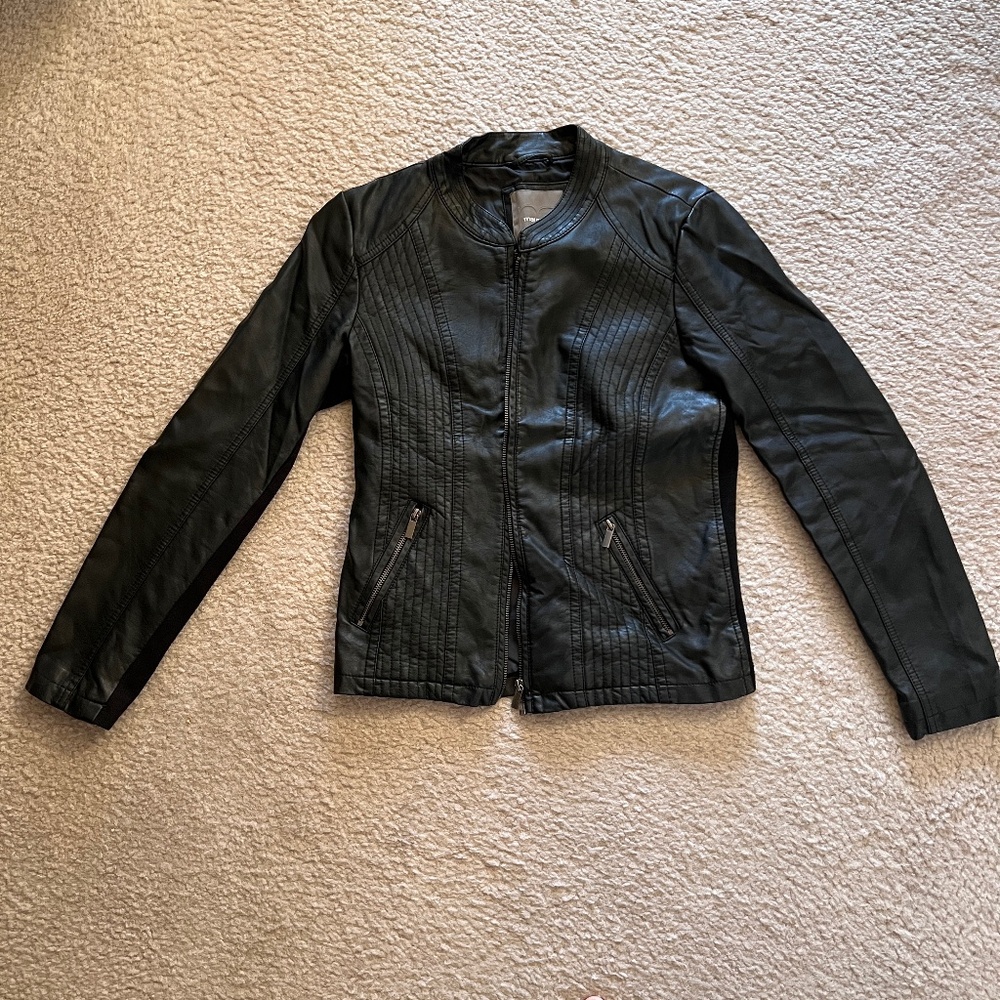Vegan Leather Moto Jacket by Maurices, Size Small, Black, Stretchy